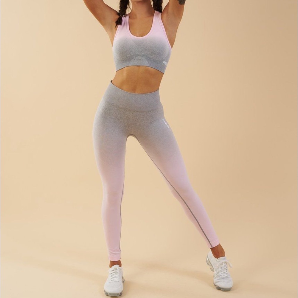 Gymshark light grey and light pink leggings